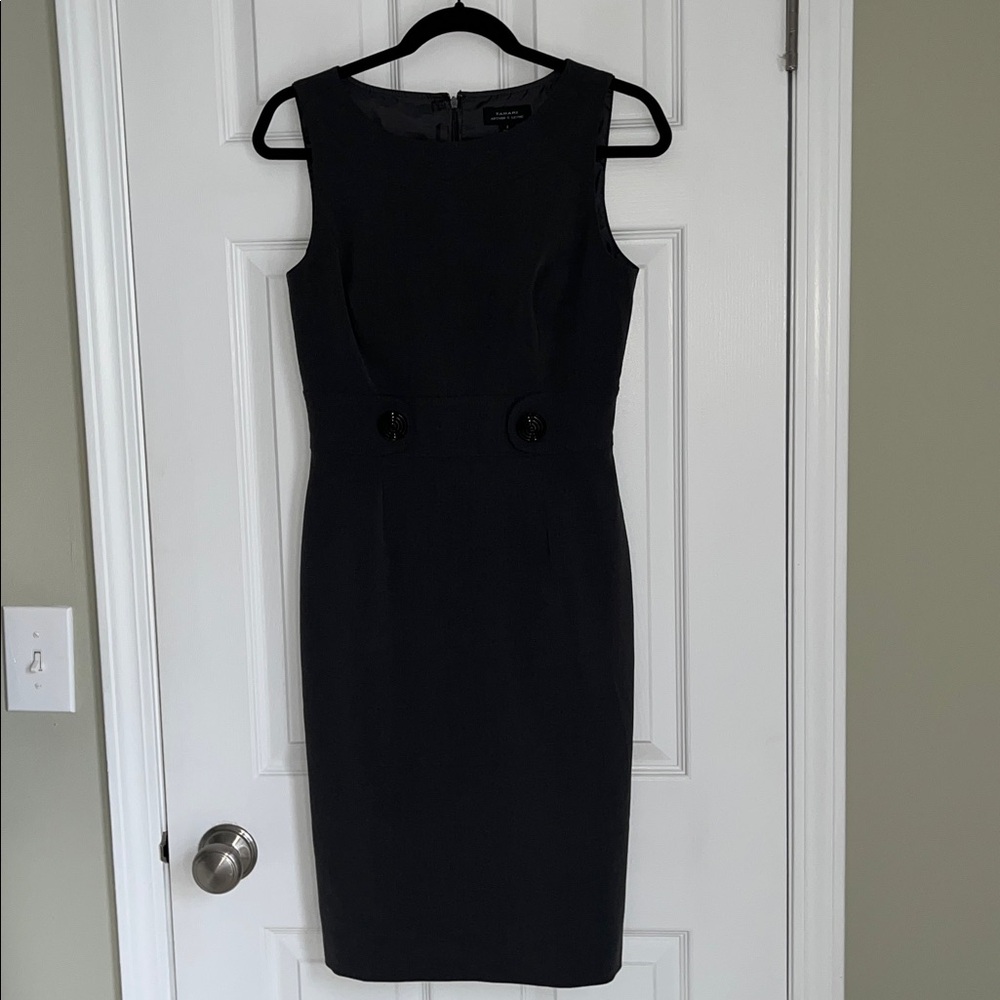 Tahari gray sheath dress